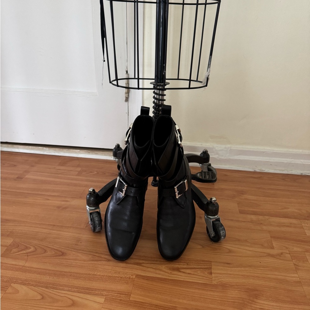 Alexander Wang Black All Leather Combat Moto Boots Size 6